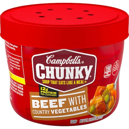 Campbells Chunky Beef With Vegetable Microwaveable Soup 15.25 oz., PK8 000014878